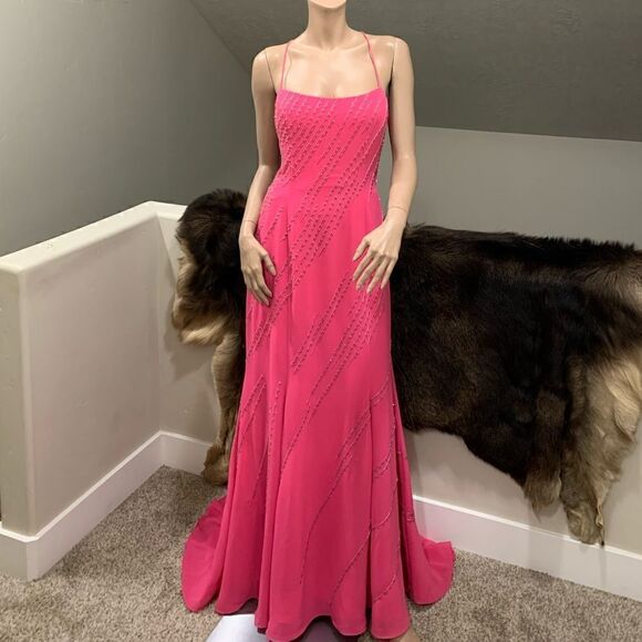 Elegant Vintage Style All Over beaded and Cross Back Mermaid Gown